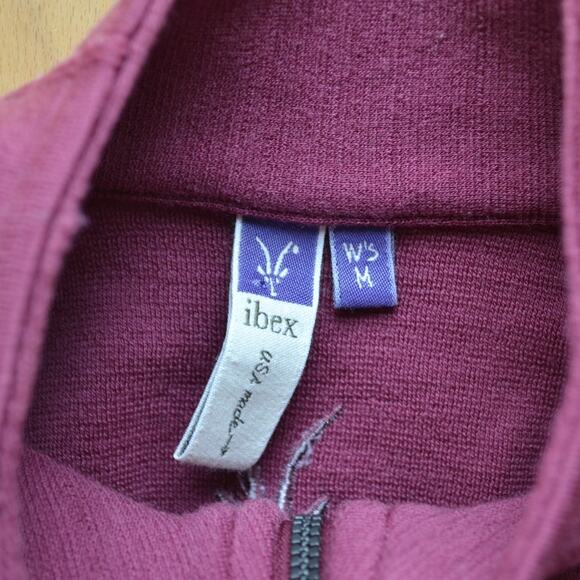 Ibex Wool Full Zip Sweater Jacket Size Medium Burgundy Color - Picture 3 of 6